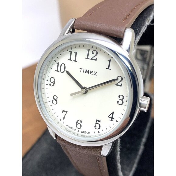 Timex Women's Watch TW2V69000 Quartz Indiglo Cream Dial Brown Leather Ba… - Picture 1 of 14